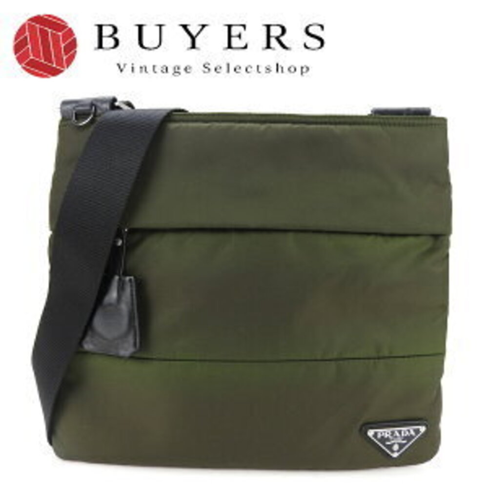 Prada Shoulder Bag Crossbody Leather Khaki Green